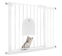 Froadp Barrière de sécurité, pour bébé, 85 à 95 cm, sans perçage, avec porte, pivotante des deux côtés, automatique, pour animaux de compagnie, blanche, RP-R-(HAG1382B)