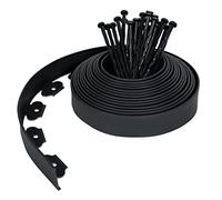 Froadp Bordure de Parterre Flexible en Plastique, Palissades de Jardin avec d'ancrage, Courbes de Parterre de Fleurs, Bordurette de Tonte, Bordures de Pelouse, Clôture de Jardin (20m, Noir)