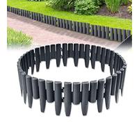 Froadp Bordures de Pelouse en Plastique 28x24cm Palissade Jardin Exterieur Flexible Bordurette de Jardin avec l'aspect du Bois Clôture Brune pour Vergers Lits Chemins (2.8m=Lot de 10, Anthracite)