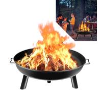 Froadp Brasero de jardin rond Ø 80 cm en métal multifonction avec poignée et 3 pieds amovibles pour l'extérieur, le camping, les fêtes de camp, chauffage du feu de camp