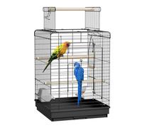 Froadp Cage à oiseaux avec toit ouvert - Cage en métal avec perchoirs en bois et mangeoires - Cage pour perroquets, pigeons, perruches, pinsons, (type D)