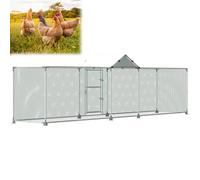 Froadp Cage à poulailler 5 x 1 x 1,5 m avec cadre en acier galvanisé et protection solaire - Toit poulailler - Enclos pour petits animaux - Enclos pour volailles et lapins