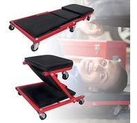 Froadp Chariot de Visite Mécanicien Table de Montage métallique Robuste, Plate-Forme Mobile à 6 Roues avec capacité de Rotation à 360° Max. 150 kg 2 en 1 Tabouret d'atelier pour Voiture