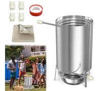 Froadp Chauffage de piscine avec feu, tonneau à bois, en acier inoxydable, avec spirale chauffante, diamètre 32/38 mm, raccord de 32/38 mm, chauffage de piscine à bois, chauffage pour piscine, seau à