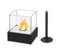 Froadp Cheminée de Table au Bioéthanol en Verre Trempé et Acier Inoxydable Cheminée Éthanol feu de Table Moderne pour Intérieur et Extérieur Table à Manger Décoration (Rectangulaire, 24,5x20,5x28,7cm)