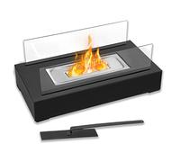 Froadp Cheminée de Table au Bioéthanol Portable Ethanol Cheminées à l'éthanol avec Verre & Base Acier 35x18x15cm Rectangulaire Foyer à Alcool Bio Ethanol Feu Déco Intérieur & Extérieur