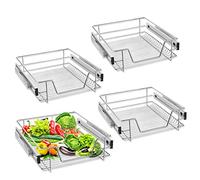 Froadp Cuisine Etagère Télescopique Paniers de Rangement sous Tablette avec Coulisses de Tiroir Coulisse de Placard Coulissante Organisateurs pour 50cm Armoires (Largeur Réelle 47cm, 4 pièces)