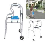 Froadp Déambulateur pour personnes âgées - En aluminium - Léger - Réglable en hauteur - Avec 2 roulettes pivotantes - Antidérapant - Stable - Déambulateur étroit pour appartement - Poignée ergonomique