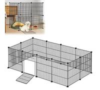 Froadp Enclos Extérieur pour Lapins et Petits Animaux de Compagnie 142x72x36cm en Métal 12 Pièces Enclos Grillagé avec Porte pour Cochons d'Inde Animaux de Compagnie Cage pour Chiots Hamsters (Noir)