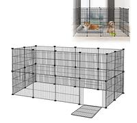 Froadp Enclos Extérieur pour Lapins et Petits Animaux de Compagnie 142x72x72cm en Métal 24 Pièces Enclos Grillagé avec Porte pour Cochons d'Inde, Animaux de Compagnie, Cage pour Chiots, Hamsters(Noir)