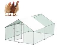 Froadp Enclos Poulailler Voliere Exterieur Grand Enclos pour Poules en Liberté avec Housse de Protection Solaire en PE Cage pour Poules avec Cadre en Acier Galvanisé pour Lapins Aviculture (3x4x2m)