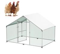 Froadp Enclos Poulailler Voliere Exterieur Grand Enclos pour Poules en Liberté avec Housse de Protection Solaire en PE Cage pour Poules avec Cadre en Acier Galvanisé pour Lapins Aviculture (3x2x2m)