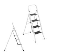 Froadp Escabeau pliant à 4 marches avec larges pédales - Construction en acier - Pieds antidérapants - Charge maximale : 150 kg - Pour la maison, l'entrepôt, le garage, économiser de l'espace - Noir