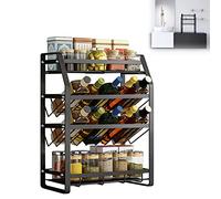 Froadp Étagère à épices à 4 étages en métal - Étagère de cuisine debout - 35 x 20 x 52 cm - Étagère multifonction pour cuisine, armoires, plans de travail, salle de bain (noir)