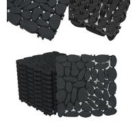 Froadp Lot de 11 dalles de sol en galets 30 x 30 cm - 11 m² - En pierre naturelle lisse ou coupée - Facile d'entretien, antidérapant, résistant aux intempéries - Pour balcon, jardin et piscine (noir)