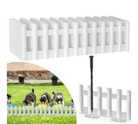 Froadp Lot de 12 bordures de parterre aspect bois - 43 x 12 cm - En plastique - Bordure de pelouse - Clôture de jardin - Blanc