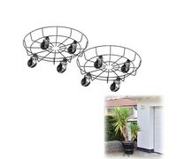 Froadp Lot de 2 roulettes rondes de 33 cm avec 4 roulettes pivotantes - Support décoratif pour plantes de jardin - En fer forgé - Pour l'extérieur et l'intérieur - Type C