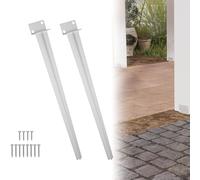 Froadp Lot de 2 supports de poteau à enfoncer - Manchons de sol galvanisés pour poteaux en bois - Avec pointe de 70 cm de long - Pour ancre, pergolas, clôtures, projets de jardin - Argenté