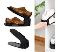 Froadp Lot de 20 organisateurs à chaussures réglables en polypropylène antidérapant avec 3 hauteurs réglables en hauteur - Double couche - Peu encombrant - Noir