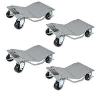 Froadp Lot de 4 crics de manœuvre en acier revêtu par pulvérisation pour changement de pneu de voiture, camion, remorque, 500 kg par plateforme, argent