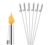 Froadp Lot de 6 torches de jardin pour l'extérieur - 330 ml - En acier inoxydable - 115 cm de haut - Longue durée de combustion - Pour huile de paraffine, huile végétale, citronnelle, kérosène