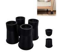 Froadp Lot de 8 rehausseurs de lit et rehausseurs de table, empilables, pour table, lit, canapé, blocs en polypropylène pratiques comme extension de pied de table et pieds de meubles, noir - rond, 12
