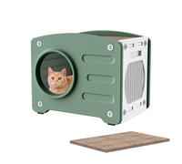 Froadp Niche pour chat avec griffoir - Pour l'intérieur et l'extérieur - En plastique - Diamètre : 23 cm - Vert - 55,3 x 40,5 x 46 cm