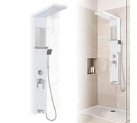 Froadp Panneau de douche à effet pluie, système de douche en acier inoxydable, 5 fonctions, montage mural, avec douchette à main, douche à effet pluie, douche de massage, douche cascade, kit complet