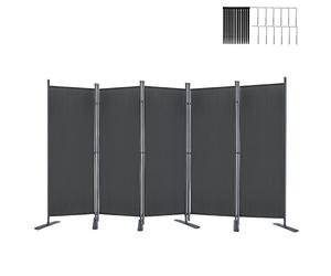 Froadp Paravent de séparation de pièce, 280 x 180 cm, 5 parties, séparateur de pièce, avec serre-câbles et clous, pour balcon, jardin, patio, salon (anthracite)