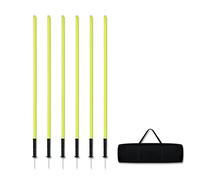 Froadp Piquets de Slalom en Plastique Accessoires D'Entraînement Football de 1.5m Set D'Agility pour Chiens Set D'Entraînement de Football avec Pointes de Sol en Métal et Ressorts (Set de 6 Pièces)