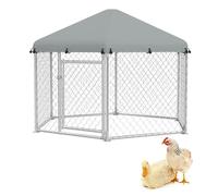 Froadp Poulailler d'extérieur 210 x 185 x 150 cm avec toit et porte verrouillable en tissu Oxford 420D et acier galvanisé - Enclos d'extérieur pour poules et volailles