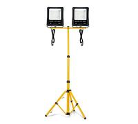 Froadp Projecteur de chantier LED travail avec support tripode réglable en hauteur - Protection contre la foudre sécurité pour les applications extérieures Jardins, villas, parcs (2 x 200 W, froid