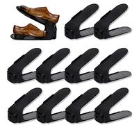 Froadp Range-Chaussures Réglables Lot de 30 Porte-chaussures Antidérapant Double Couche PP Racks 3 Hauteur Réglable Ensemble de Rangement pour Chaussures peu Encombrant(Noir)