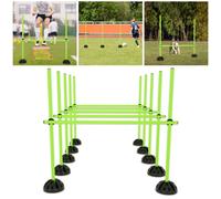 Froadp Sports D'agilité Set Obstacles de Poteau de Saut pour Enfants ou Chiens Réglables en Hauteur Multifonctionnels Jeux de Haies pour Le Dribble au Basketball et au Football (Vert+Noir, Lots de 6)