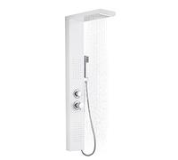 Froadp Système de Douche à Effet Pluie Ensemble Mural en Acier Inoxydable Brossé avec Douche de Massage Ensemble de Douche et Cascade à Main Ensemble de Luxe pour Salle de Bain (Blanc Mat)