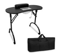 Froadp Table de manucure pliable 90 x 33 x 77 cm avec coussin en cuir PU, aspirateur à ongles, sac à poussière et sac de transport, table de manucure mobile pour salon de manucure et soin des ongles