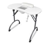Froadp Table de Manucure Pliable avec Aspirateur, Table Mobile de Studio avec roulettes, Coussin pour Les Mains, Tiroir et Pochette de Rangement, Table de Manucure pour Salon de Beauté (Blanc)