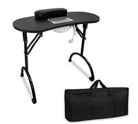 Froadp Table de Manucure Pliante 90x33x77cm Bureau Manucure avec PU Coussin pour les Mains, Aspirateur à Ongles, Sac à Poussière, Roulettes & Sac de Rangement Tables pour Manucure et Pedicure (Noir)