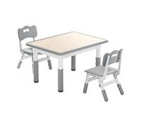 Froadp Table pour enfant avec 2 chaises en plastique - Hauteur réglable - Meubles multifonctions pour garçons et filles de 2 à 10 ans - Gris
