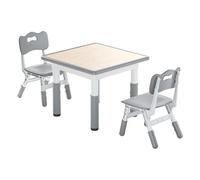Froadp Table pour enfant avec 2 chaises en plastique - Hauteur réglable - Meubles pour enfants - Multifonctionnel - Pour garçons et filles de 2 à 10 ans - 60 x 60 cm
