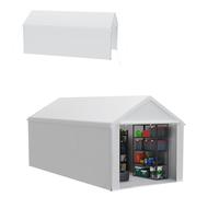 Froadp Tente de rangement 3 x 6 m, tente à outils, abri à outils et garage de tente en un seul, abri résistant aux intempéries avec bâche en PE robuste et cadre en acier, idéal pour outils, palettes