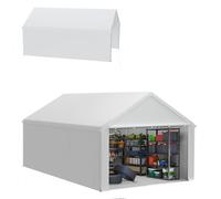 Froadp Tente de rangement, 4 x 6 m, abri de jardin et garage, résistant aux intempéries, avec bâche en polyéthylène robuste et cadre en acier, idéale pour outils, palettes, jardin et chantier, blanche