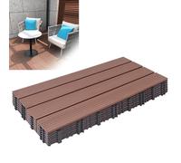 Froadp WPC Revêtement de sol Extérieur, 60x30cm Dalles de Terrasse Set, Carreaux de Jardin Imperméable avec Système de Drainage, Carrelage Clipsable Antidérapants pour Balcon(2m², Marron)