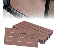 Froadp WPC Revêtement de sol Extérieur, 60x30cm Dalles de Terrasse Set, Carreaux de Jardin Imperméable avec Système de Drainage, Carrelage Clipsable Antidérapants pour Balcon(1m², Marron)