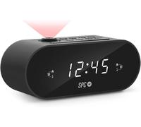 Frodi Max Radio-réveil Compact avec projecteur d'heure réglable, Grand Bouton Snooze/Sleep, Double Alarme, écran XL, Grand Nombre, Pile de réserve, Extra Grande, Noire