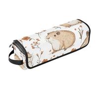 FRODOTGV Adorable Capybara Organisateur d'outils de cheveux 2 en 1 blanc et tapis résistant à la chaleur avec fermeture éclair Portable Voyage Essentials Amovible Accessoires de coiffure Organisateur,