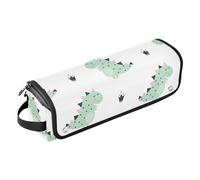 FRODOTGV Adorable sac de voyage dinosaure avec couronne sur fond blanc pour outils de cheveux avec coussinet résistant à la chaleur pour femme, grande capacité, organisateur de fer à lisser, Dinosaure