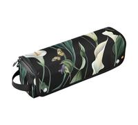 FRODOTGV Art Calla Lily Sac de voyage pour fer à friser pour femme, étui de transport amovible double couche et tapis résistant à la chaleur avec fermeture éclair pour outils chauds, fers plats
