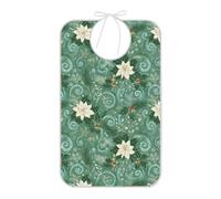 FRODOTGV Bavoir d'alimentation pour personnes âgées - Grand bavoir imperméable réutilisable avec une poche pliable pour les personnes âgées, cadeaux à motif floral vert