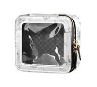 FRODOTGV Beauty case noir esthétique - sac de maquillage transparent avec oiseau mésange et rivière, 04, 1 Size